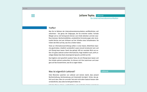 Website für Lektorat | Design